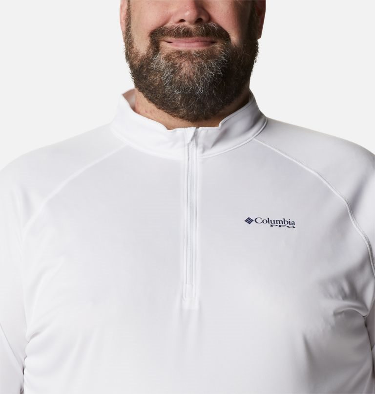 Men's Columbia PFG Terminal Tackle 1/4 Zip Sweatshirts White | Plus Size CA-Y4CAL